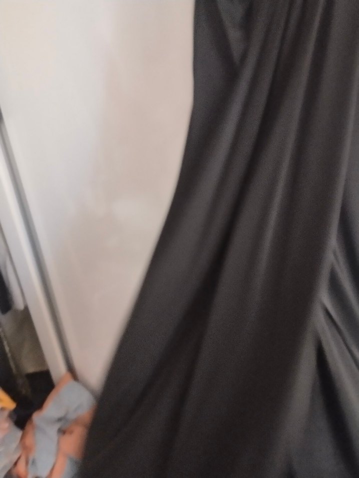 Siyah Drapeli V Yaka Uzun Abiye Elbise - Görsel 5