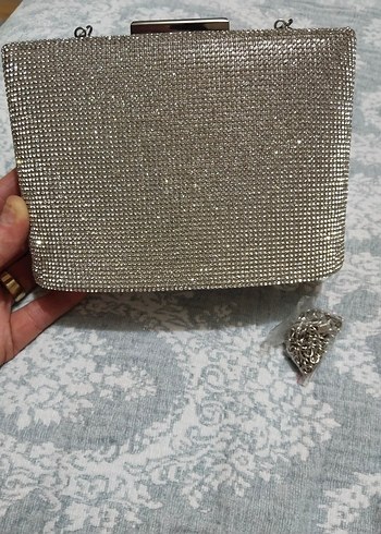 Diger Gri Parlak Kadın Portföy Çanta - Görsel 5