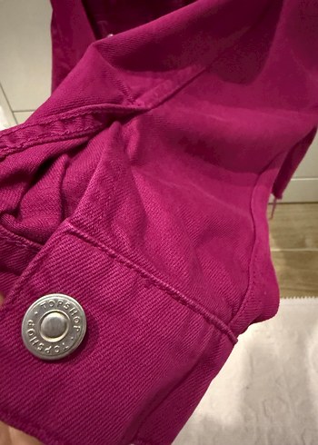 s Beden pembe Renk Topshop Kürklü Yaka Detaylı fuşya Kadın Ceket