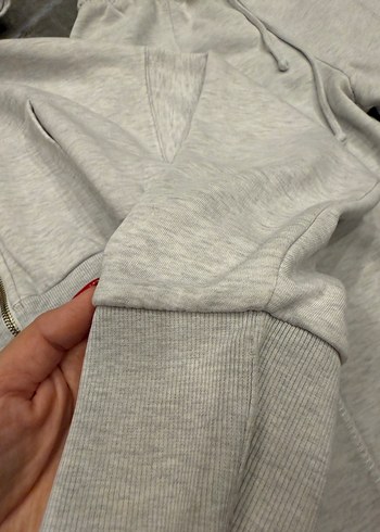 Zara Zara Gri Kapüşonlu crop kapüşonlu Bol Kesim Eşofman Takımı