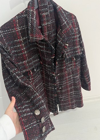 Bordo Düğmeli Blazer Ceket - Görsel 2