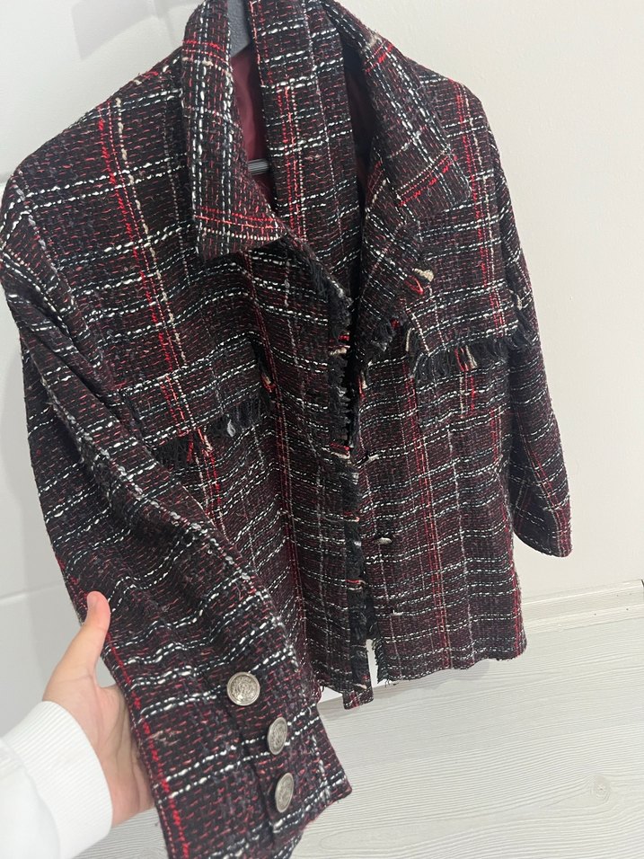 Bordo Düğmeli Blazer Ceket - Görsel 2