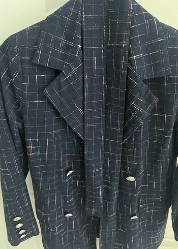 Düğmeli Lacivert Kadın Blazer Ceket - Görsel 3