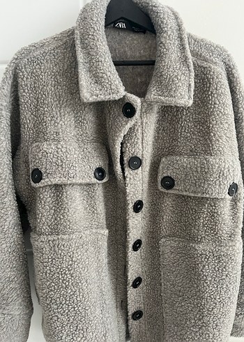 Düğmeli Gri Kadın Kaban - Görsel 2