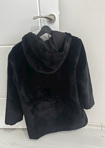 Zara Siyah Kapüşonlu Kaban - Görsel 5