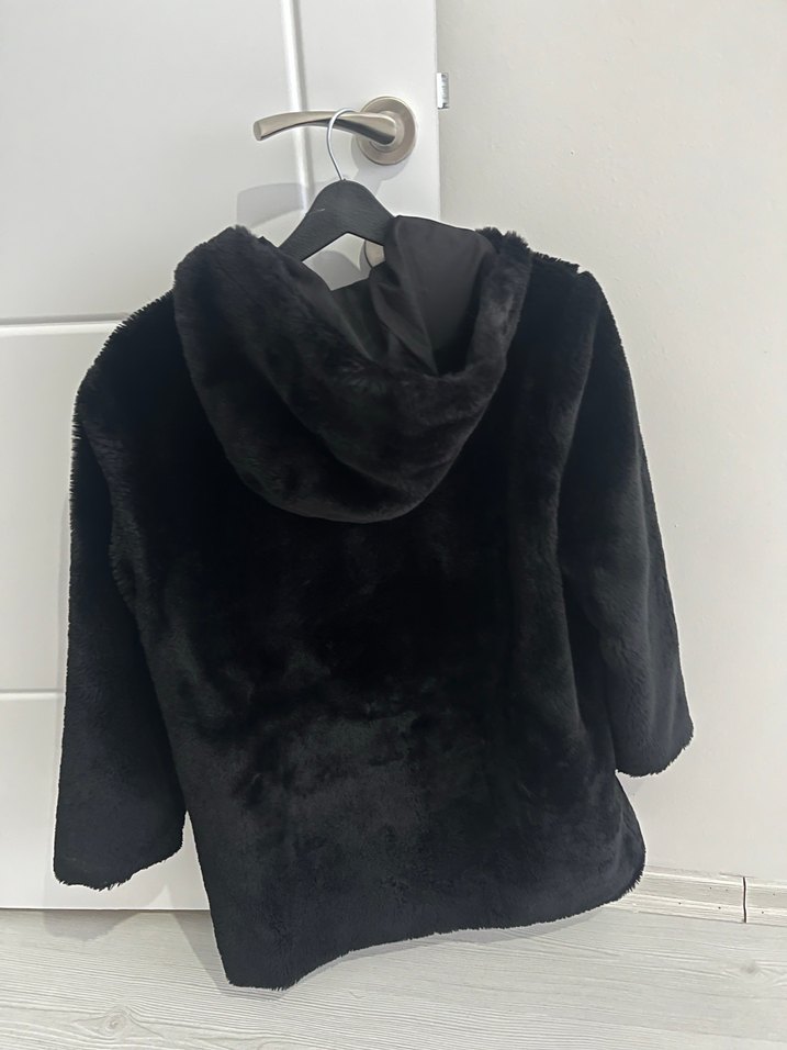 Zara Siyah Kapüşonlu Kaban - Görsel 5