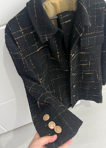 Düğmeli Siyah Blazer Ceket - Görsel 2