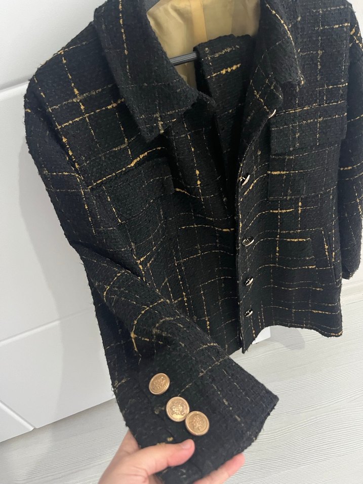 Düğmeli Siyah Blazer Ceket - Görsel 2