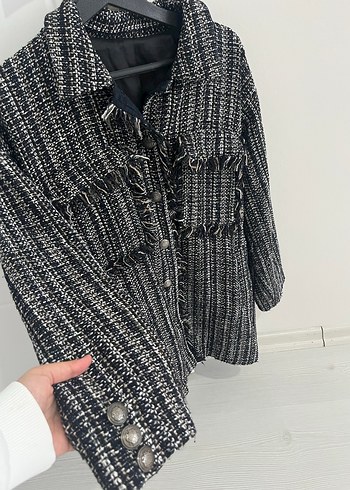 Düğmeli Gri Blazer Ceket - Görsel 2