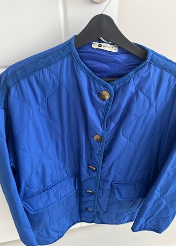 Düğmeli Mavi Kadın Ceket - Görsel 5