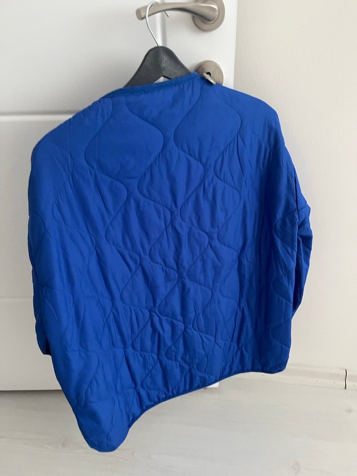 Düğmeli Mavi Kadın Ceket - Görsel 3