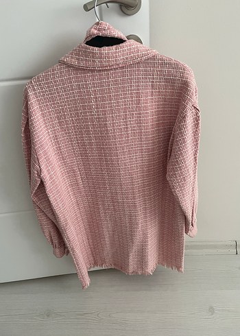 Düğmeli Pembe Mini Kadın Gömlek - Görsel 3