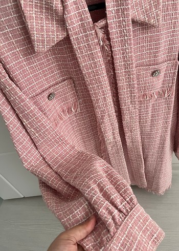 Düğmeli Pembe Mini Kadın Gömlek - Görsel 2