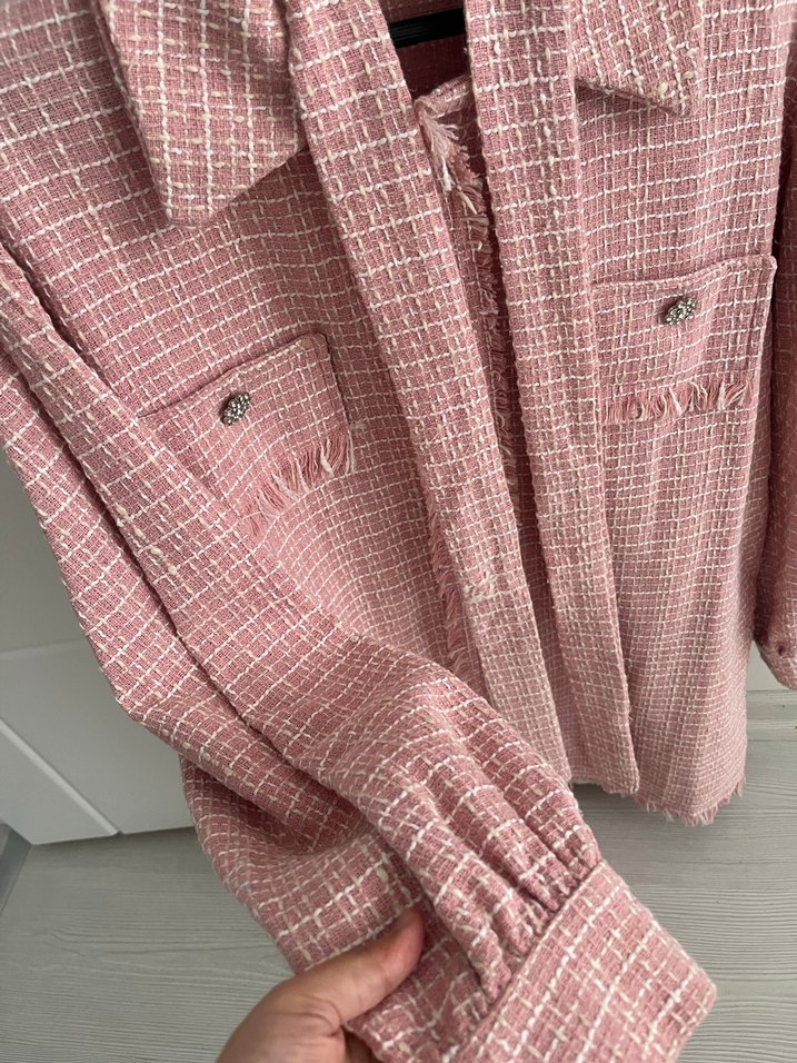 Düğmeli Pembe Mini Kadın Gömlek - Görsel 2