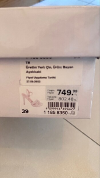 39 Beden beyaz Renk Topuklu ayakkabı