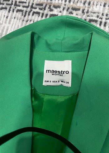 Uzun Kesim Yeşil Kadın Blazer Ceket - Görsel 2