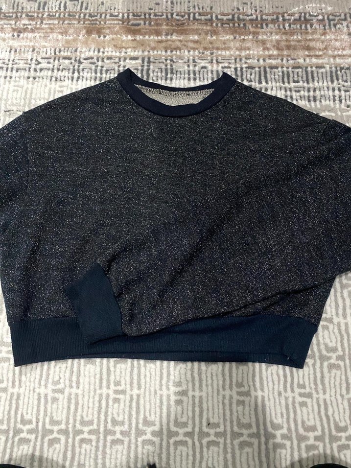 Gri Simli Kadın Triko Sweatshirt - Görsel 2