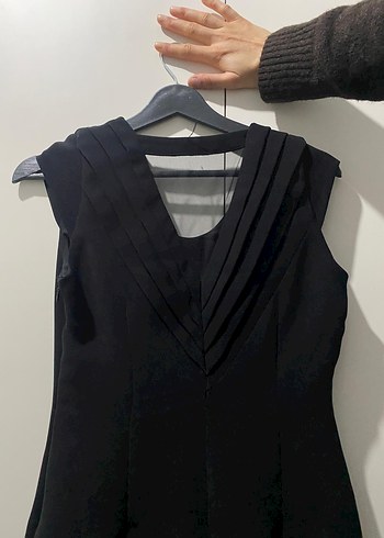 Siyah Midi V Yaka Kolsuz Kadın Elbise - Görsel 2