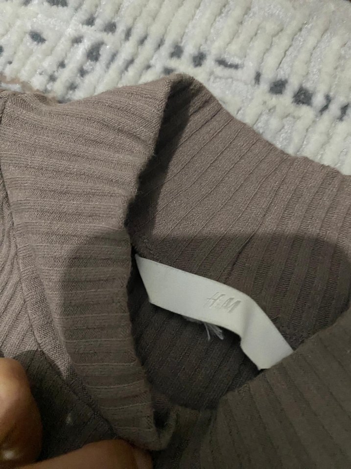 Uzun Kollu Gri Triko Elbise - Görsel 4