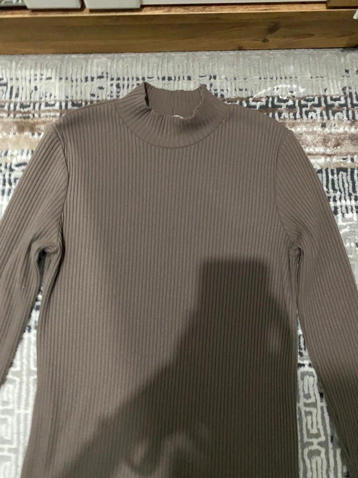 Uzun Kollu Gri Triko Elbise - Görsel 3