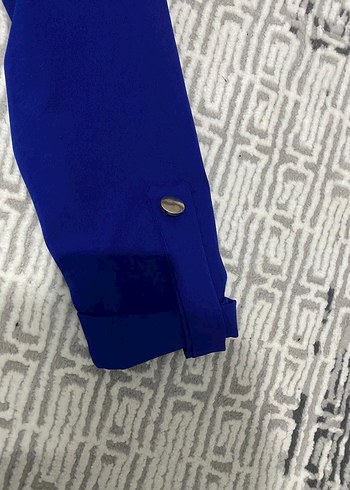 Düğmeli Mavi Kadın Uzun Ceket - Görsel 3