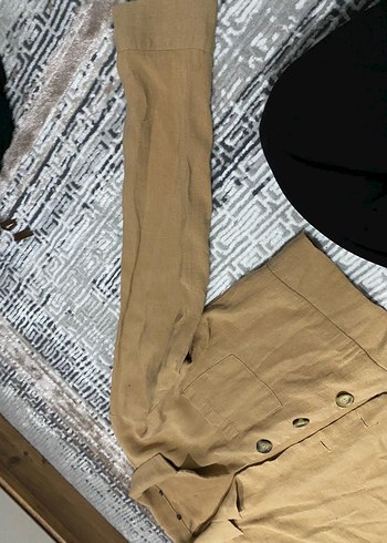 Bej Kadın Keten Gömlek - Görsel 2