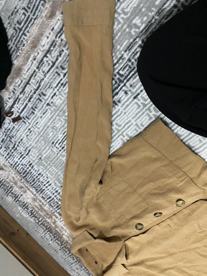 Bej Kadın Keten Gömlek - Görsel 2