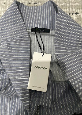 Çizgili Mavi Kadın Uzun Etek - Görsel 2