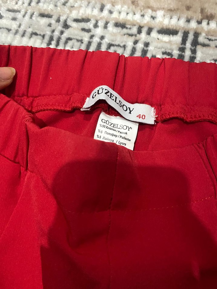 Kadın Kırmızı Yüksek Bel Mini Şort - Görsel 3