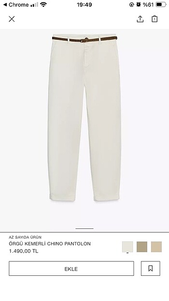 s Beden Zara pantalon kanvas