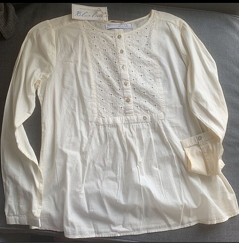 Mudo bayan krem bluz 0 pamuk 36/38 beden