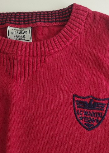 Erkek Kırmızı Triko Sweatshirt - Görsel 3