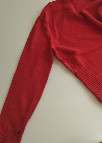 Erkek Kırmızı Triko Sweatshirt - Görsel 6