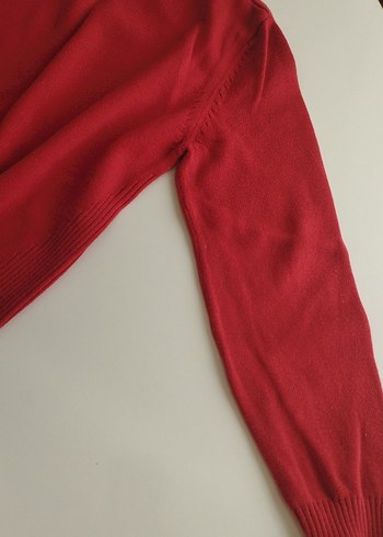 Erkek Kırmızı Triko Sweatshirt - Görsel 5