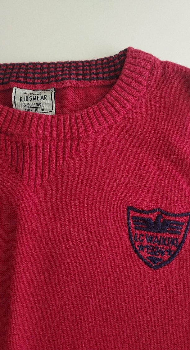 Erkek Kırmızı Triko Sweatshirt - Görsel 3