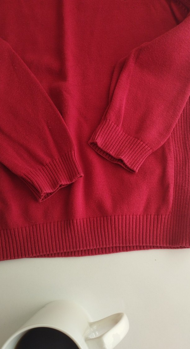 Erkek Kırmızı Triko Sweatshirt - Görsel 2