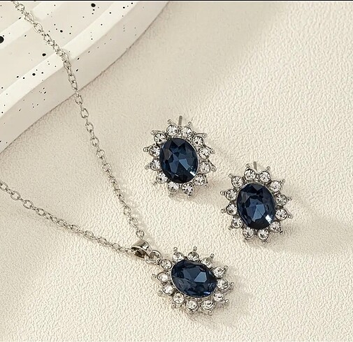 Beden Mavi taşlı set