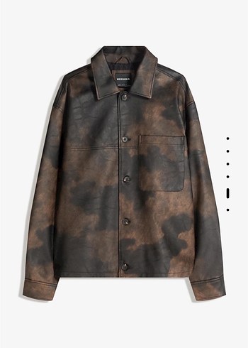 BERSHKA Düğmeli Kahverengi Suni Deri  Ceket - Görsel 3