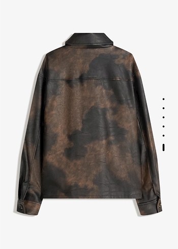 BERSHKA Düğmeli Kahverengi Suni Deri  Ceket - Görsel 4