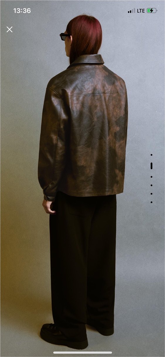 BERSHKA Düğmeli Kahverengi Suni Deri  Ceket - Görsel 2