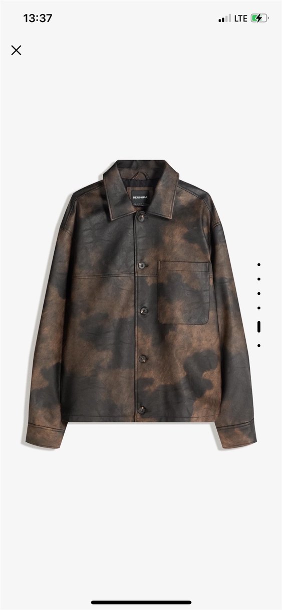 BERSHKA Düğmeli Kahverengi Suni Deri  Ceket - Görsel 3