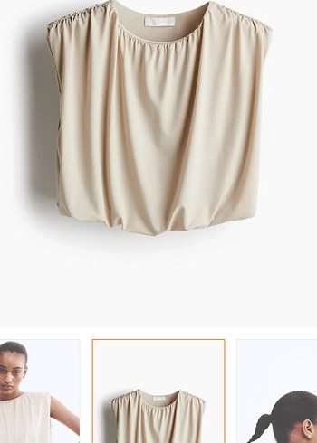 H&M Beyaz Kolsuz Mini V Yaka Kadın Bluz