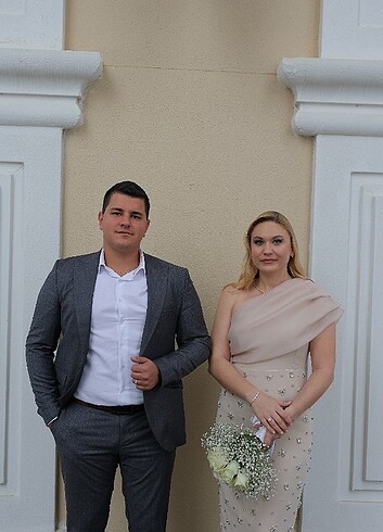 m Beden ten rengi Renk Abiye Elbise