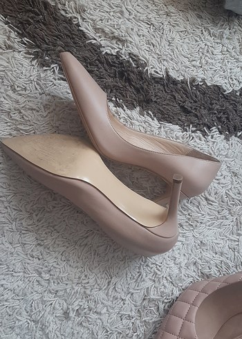 38 Beden ten rengi Renk Bej Süet Stiletto Topuklu Kadın Ayakkabı