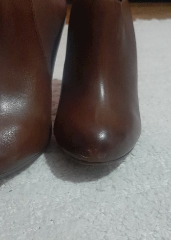 Kahverengi Deri Stiletto Topuklu Kadın Bot - Görsel 9