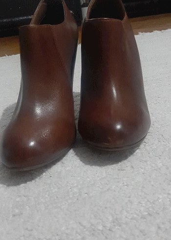 Kahverengi Deri Stiletto Topuklu Kadın Bot - Görsel 8