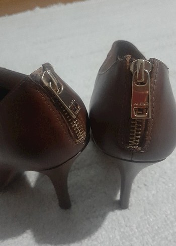 Kahverengi Deri Stiletto Topuklu Kadın Bot - Görsel 5