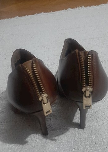 Kahverengi Deri Stiletto Topuklu Kadın Bot - Görsel 6