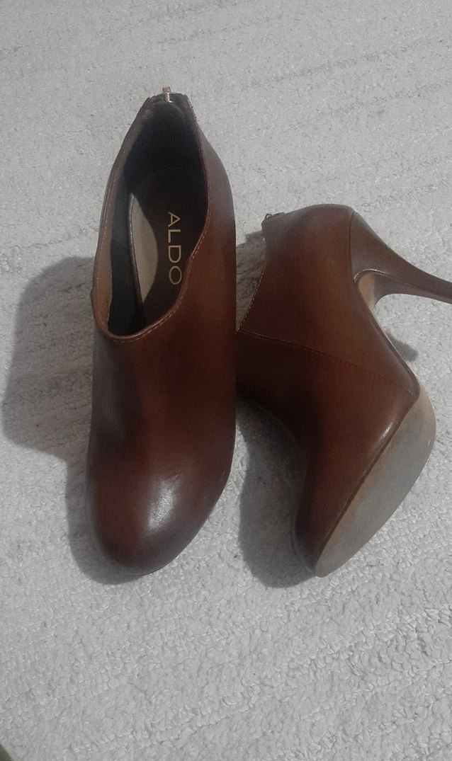 Kahverengi Deri Stiletto Topuklu Kadın Bot - Görsel 3