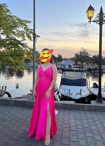 38 Beden Saten pembe abiye elbise